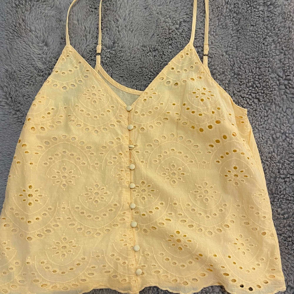 Light orange button down tank top